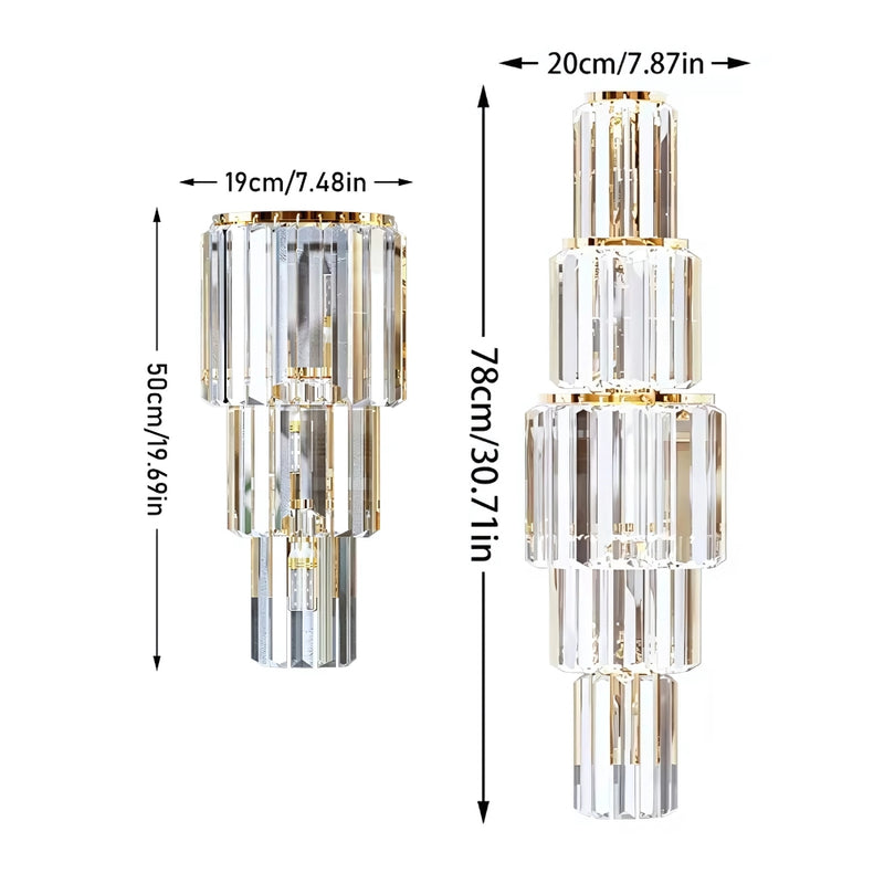 3 Layers Crystal Wall Lamp Sconce Light