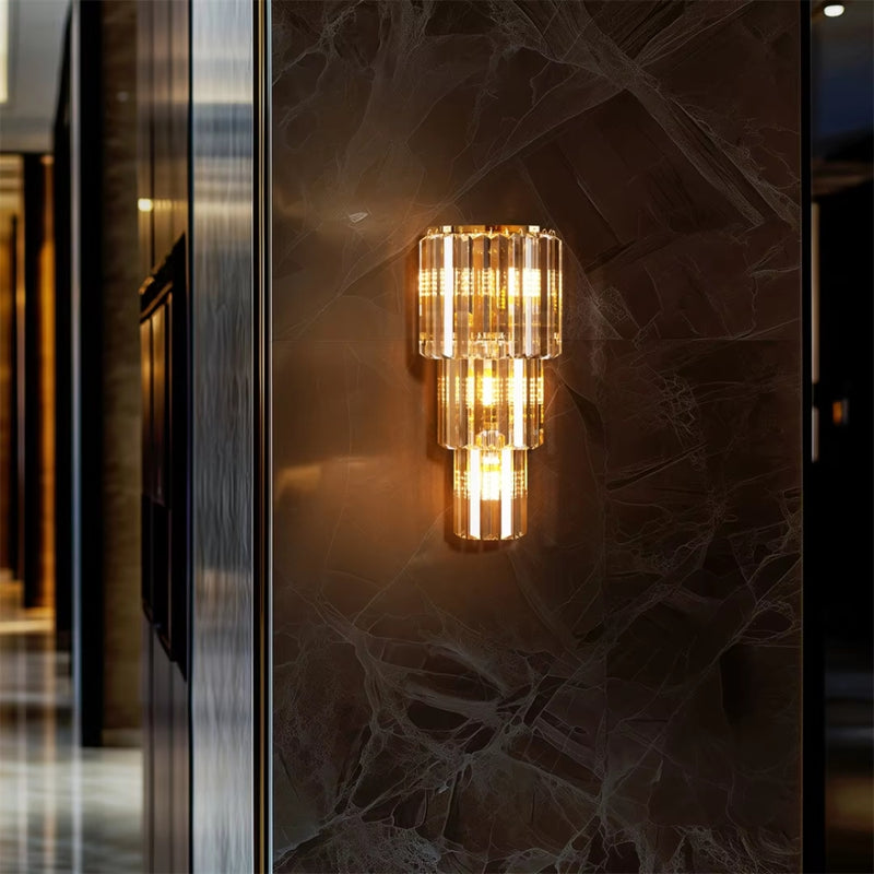 3 Layers Crystal Wall Lamp Sconce Light