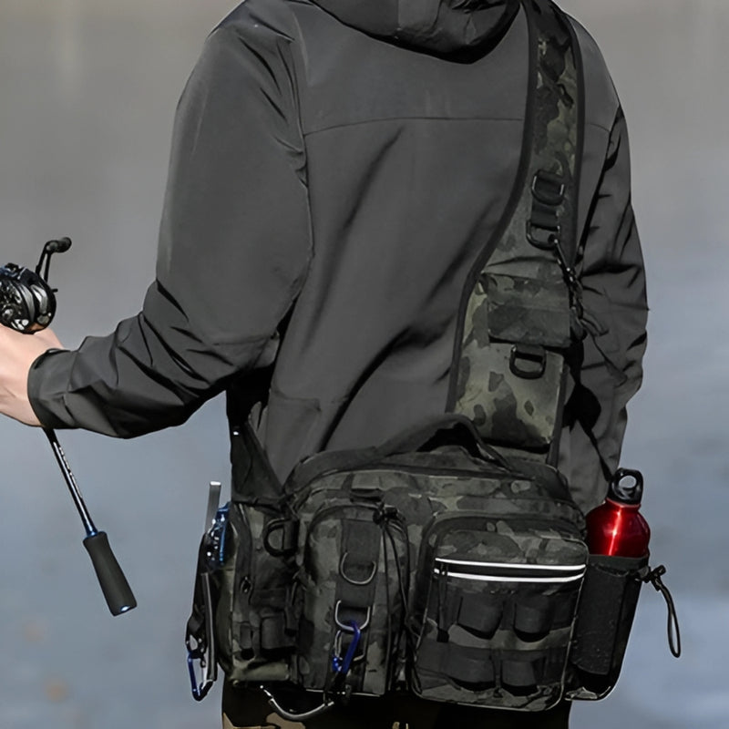 Fishing Tackle Backpack with Rod Holder and Gear Storage