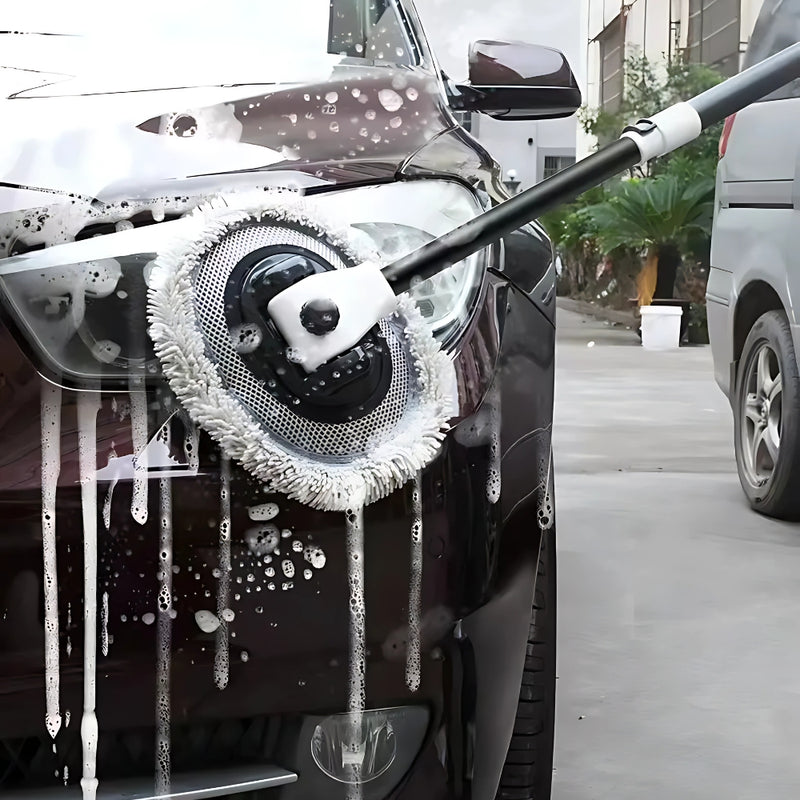 Chenille Car Wash Brush Telescoping Long Handle Cleaning Mop Tool