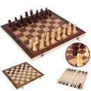 3 in 1 Portable Wooden Chess Board Set with Chess Checkers and Backgammon