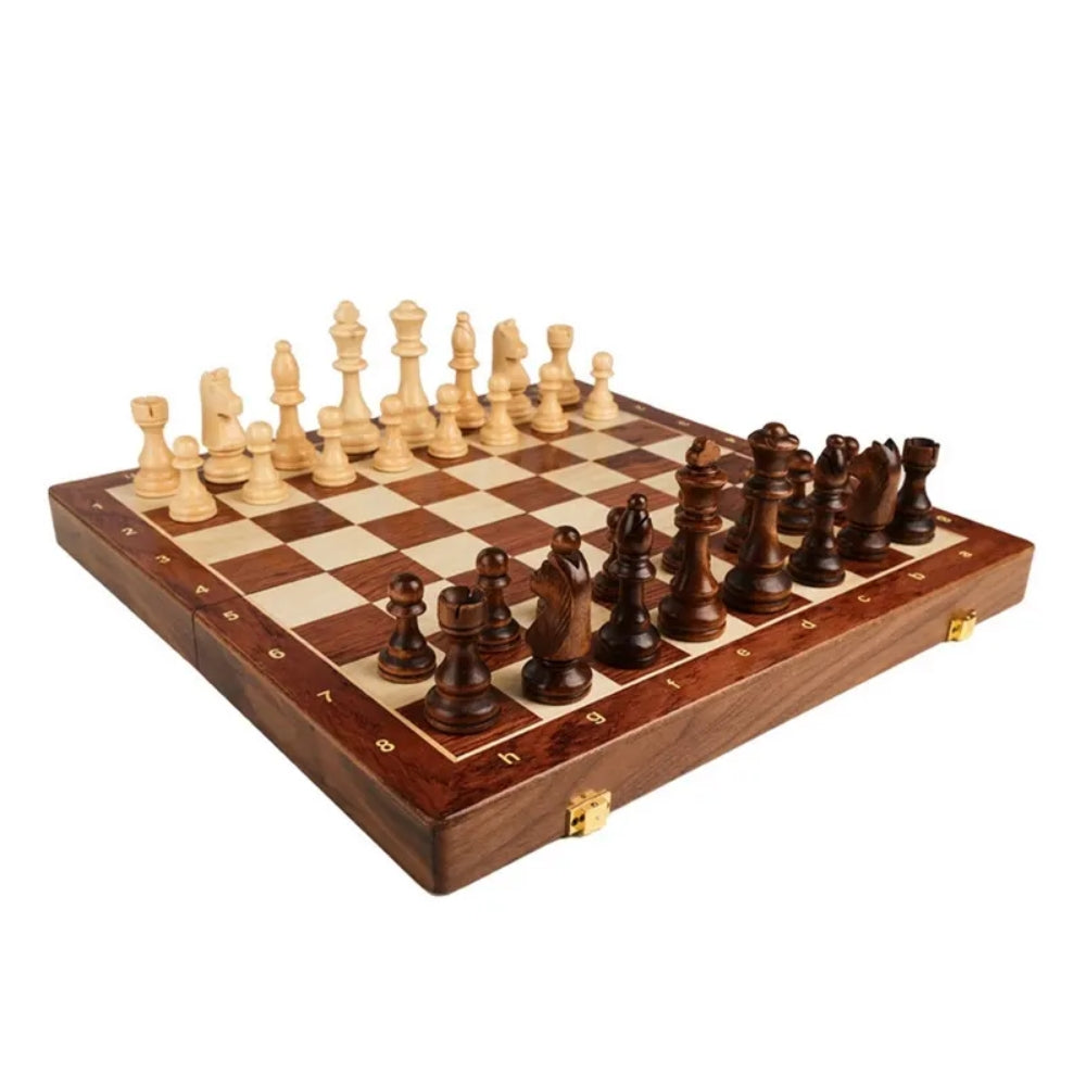 3 in 1 Portable Wooden Chess Board Set with Chess Checkers and Backgammon