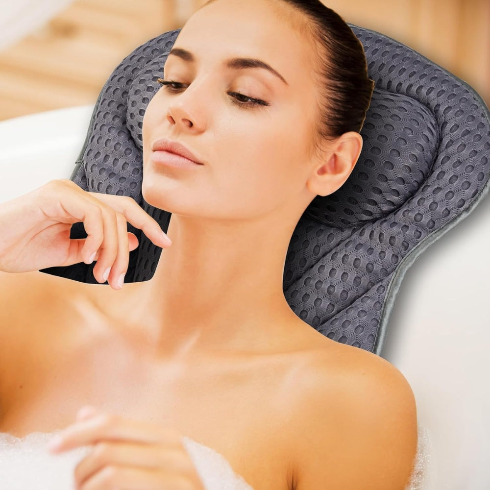 Bath Pillow with Neck and Back Support Spa Cushion Headrest