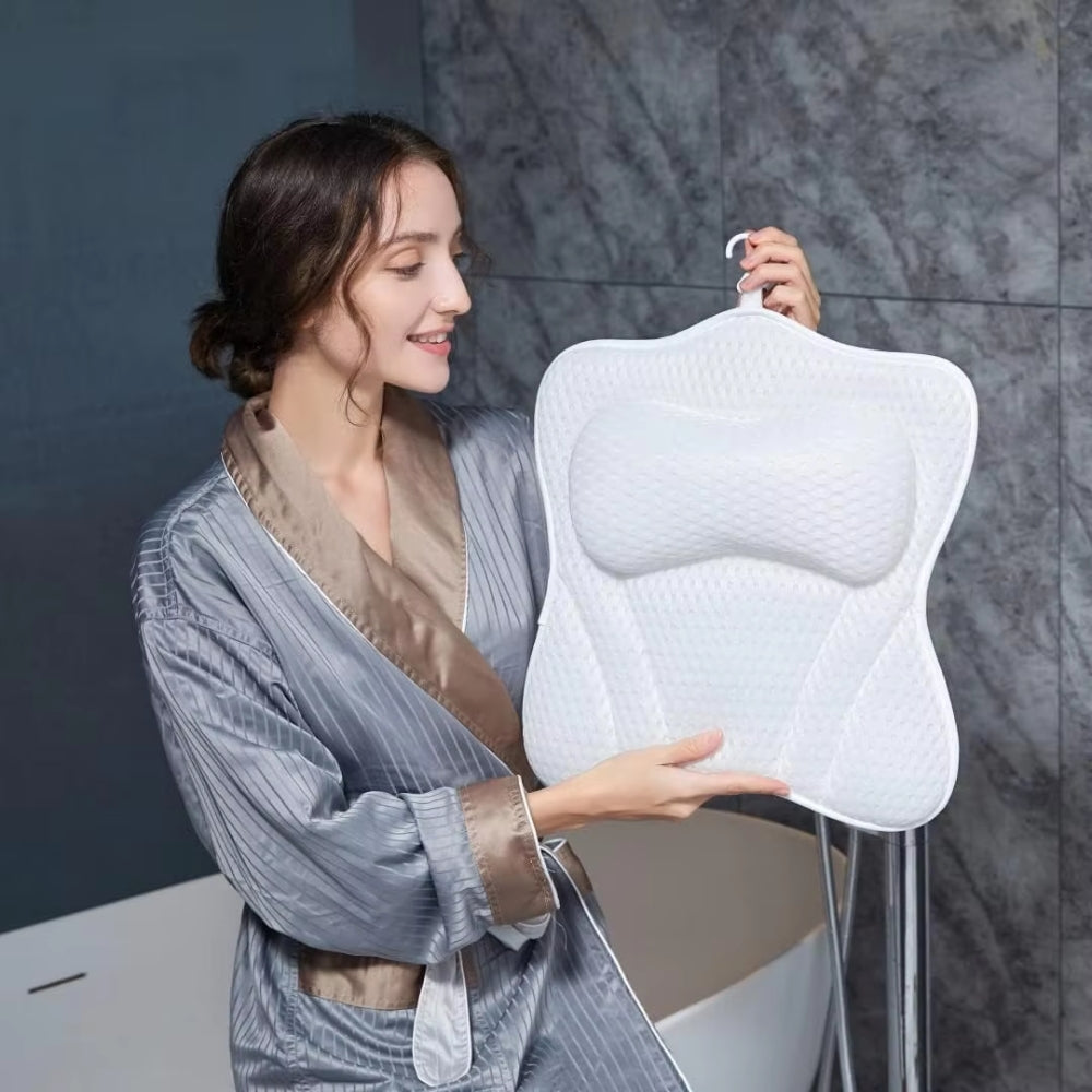 Bath Pillow with Neck and Back Support Spa Cushion Headrest