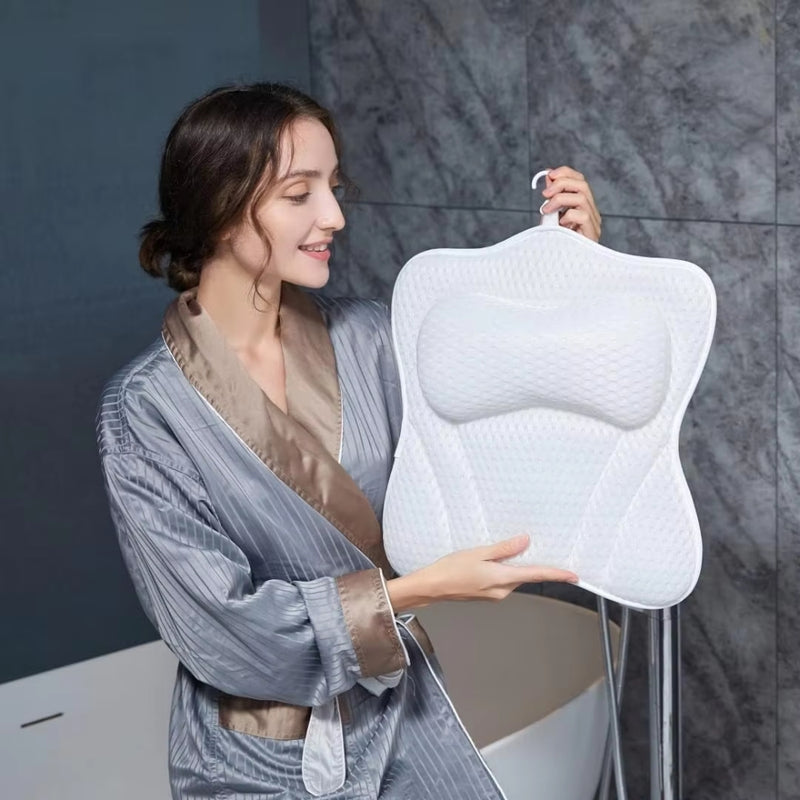 Bath Pillow with Neck and Back Support Spa Cushion Headrest