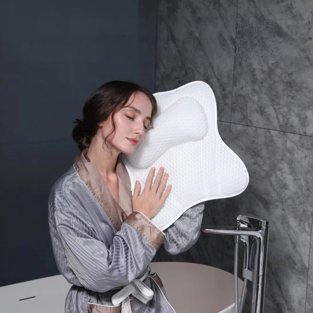 Bath Pillow with Neck and Back Support Spa Cushion Headrest