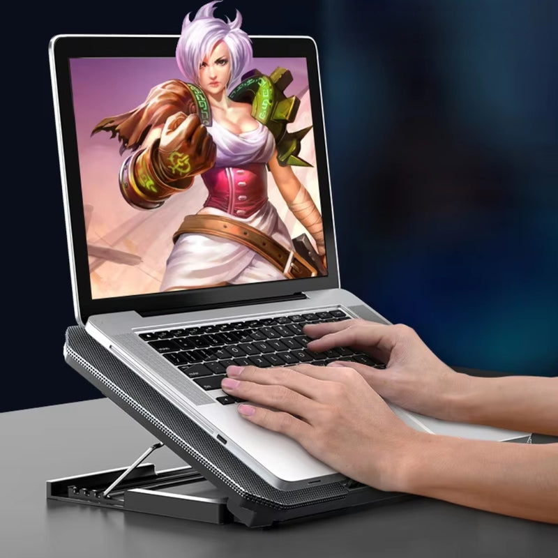 Gaming Laptop Cooling Pad with LED Display USB Ports Adjustable Stand High Speed Fan