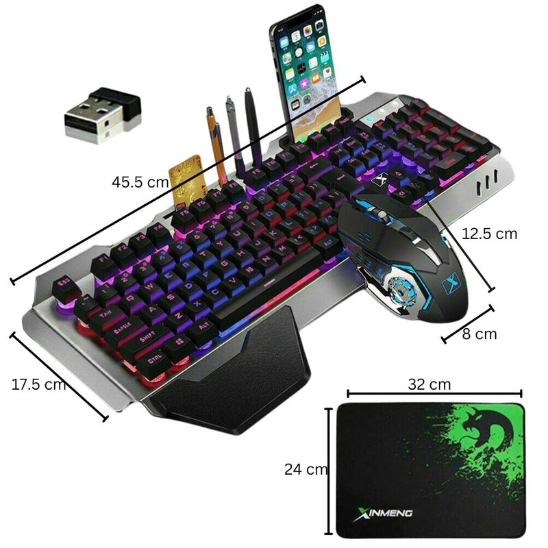 RGB LED Backlit Wireless Gaming Keyboard Mouse Set