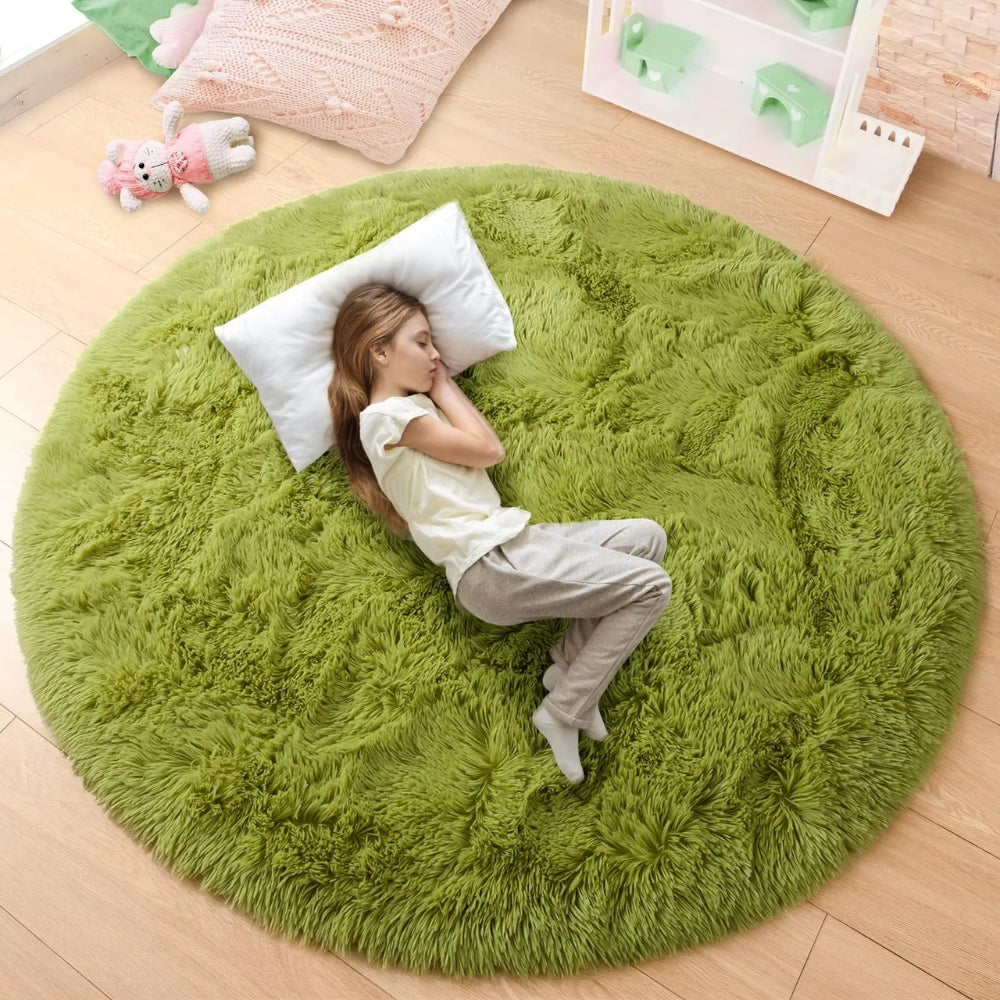 Ultra Soft Fluffy Round Shaggy Rug Carpet for Kids Bedroom