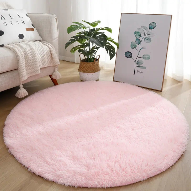Ultra Soft Fluffy Round Shaggy Rug Carpet for Kids Bedroom