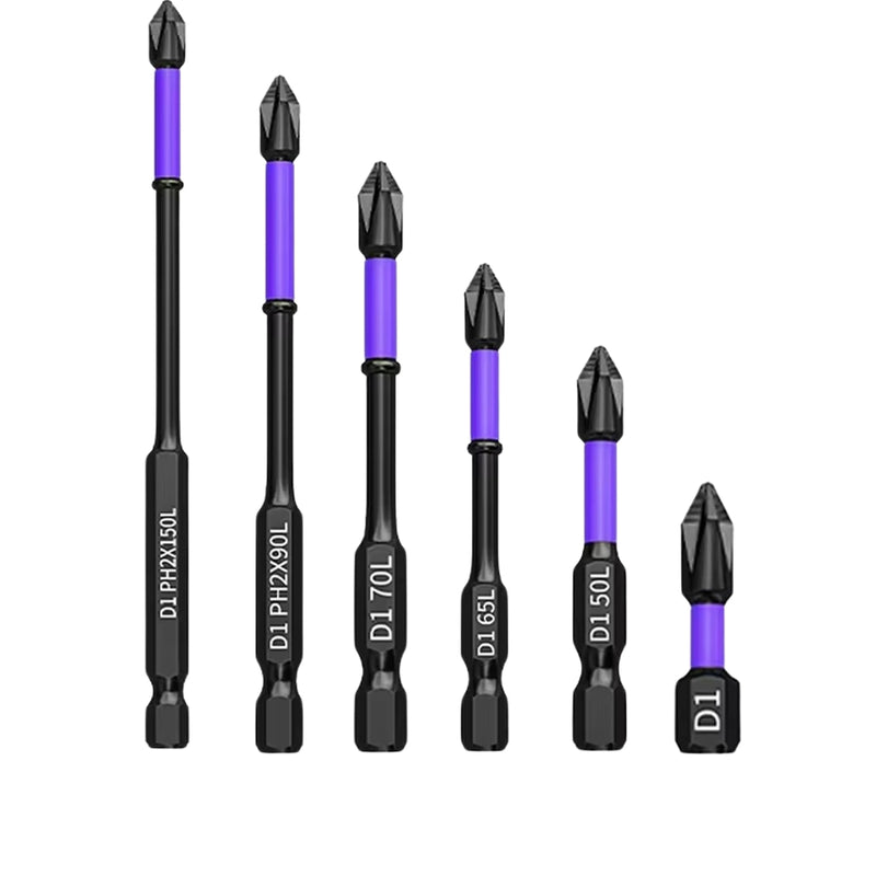 6/12 Pcs Magnetic Screwdriver Bits Non-slip Shockproof Phillips Impact Bits