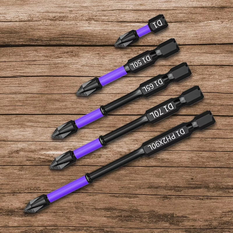 6/12 Pcs Magnetic Screwdriver Bits Non-slip Shockproof Phillips Impact Bits