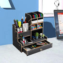 Wooden Desk Organiser DIY Desktop Tidy Pen Holder with Drawer
