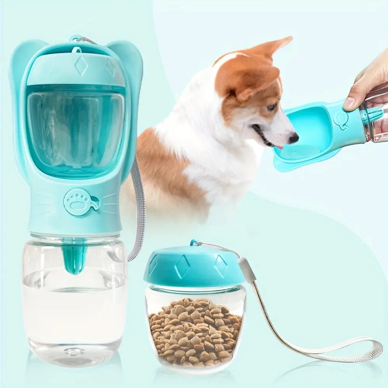 2 in 1 Dog Water Bottle with Food Container and Leak Proof Travel Dispenser