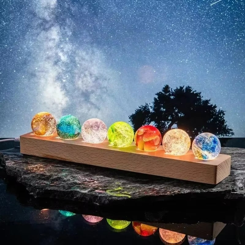 Colorful Glass Star Ball Set Luminous Planets Astronomy Inspired