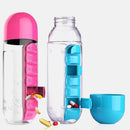 2 in 1 600ml 7 Grids Medicine Box Water Cup Sports Plastic Bottle