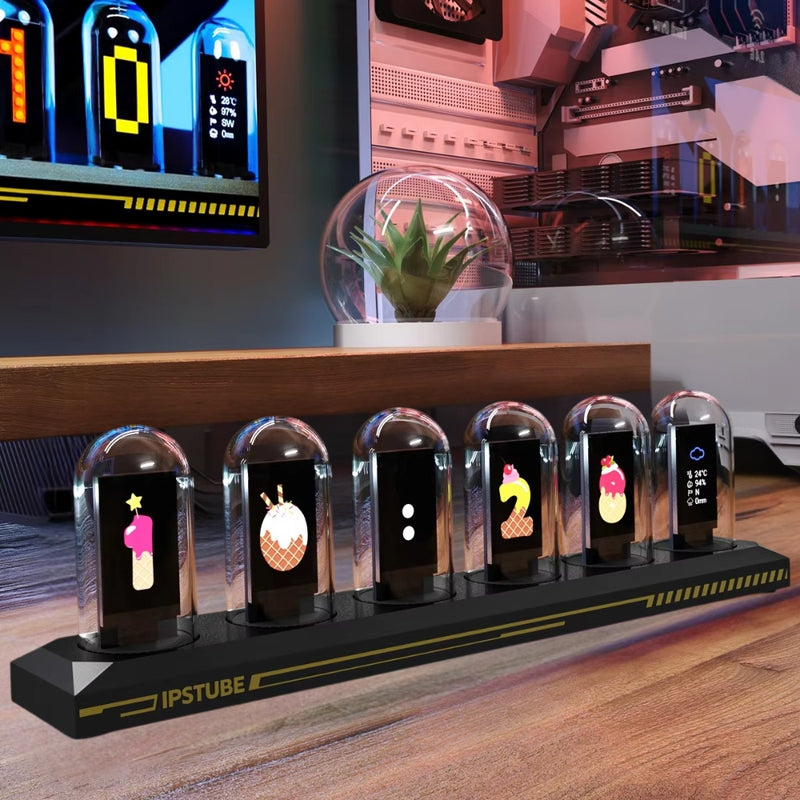 USB RGB Nixie Clock IPS Color Screen Aluminum Frame