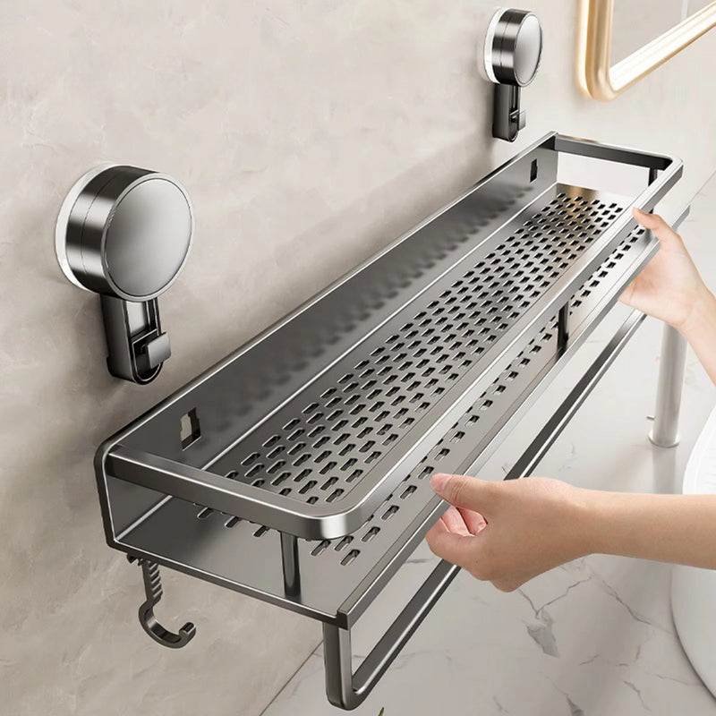 Suction Cup Bathroom Rack Toilet Space Aluminum No Drill Hanging Organizer Rack