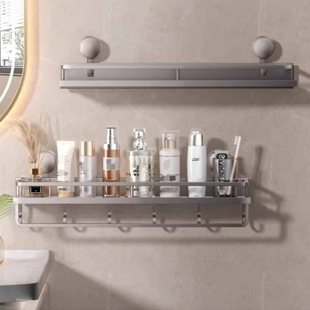 Suction Cup Bathroom Rack Toilet Space Aluminum No Drill Hanging Organizer Rack