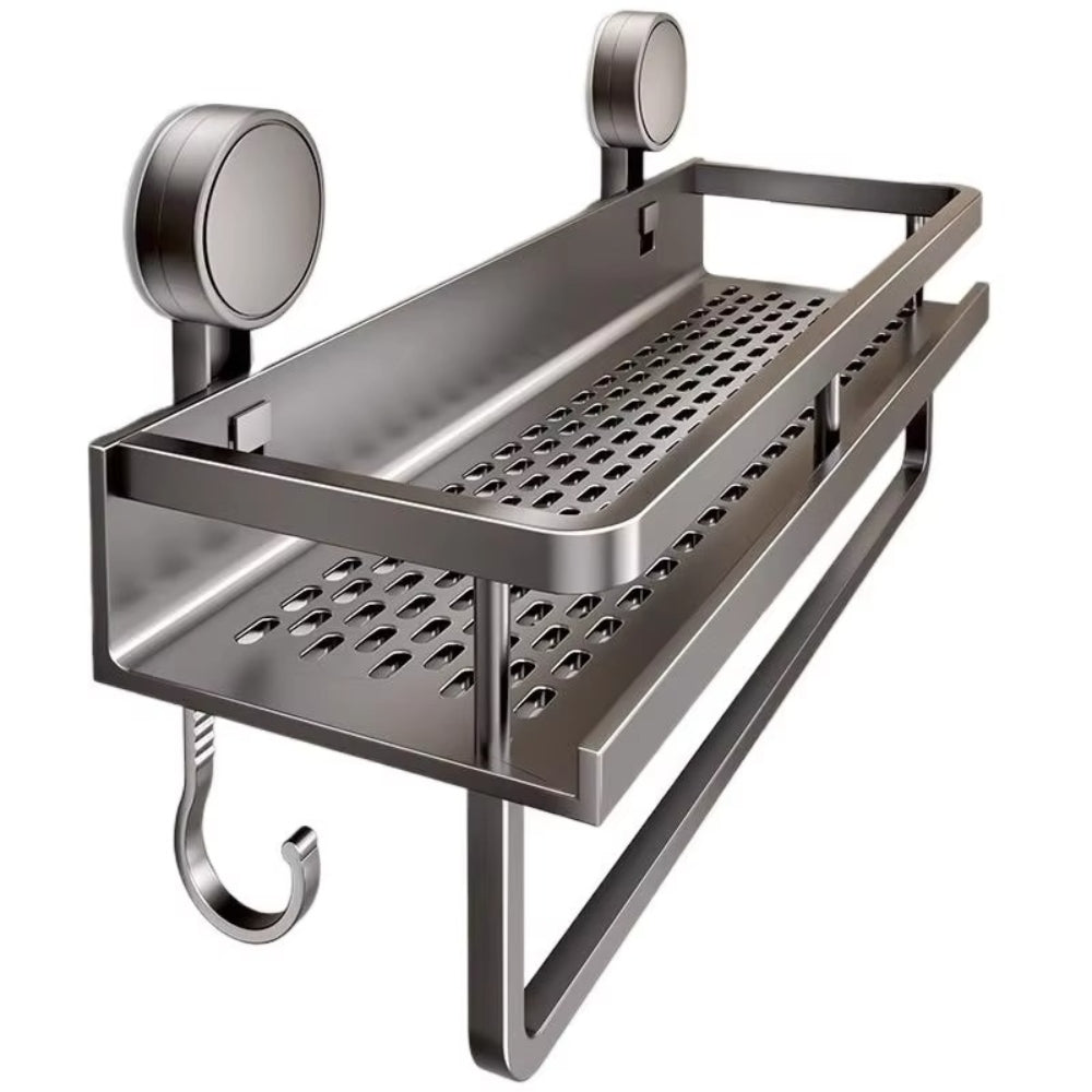 Suction Cup Bathroom Rack Toilet Space Aluminum No Drill Hanging Organizer Rack