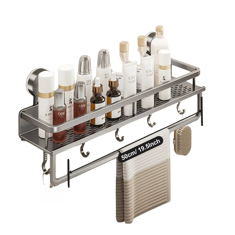 Suction Cup Bathroom Rack Toilet Space Aluminum No Drill Hanging Organizer Rack