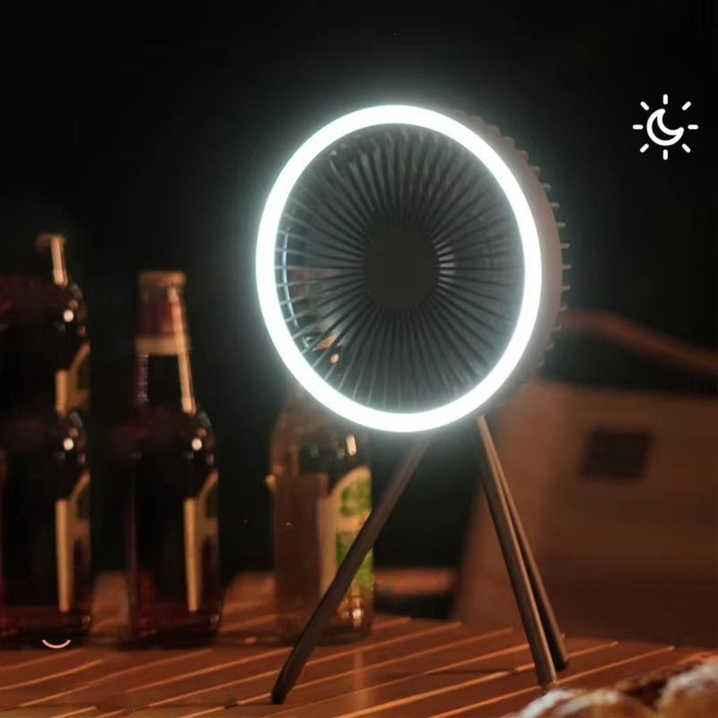 10000mAh Rechargeable Camping Fan with Power Bank & LED Light