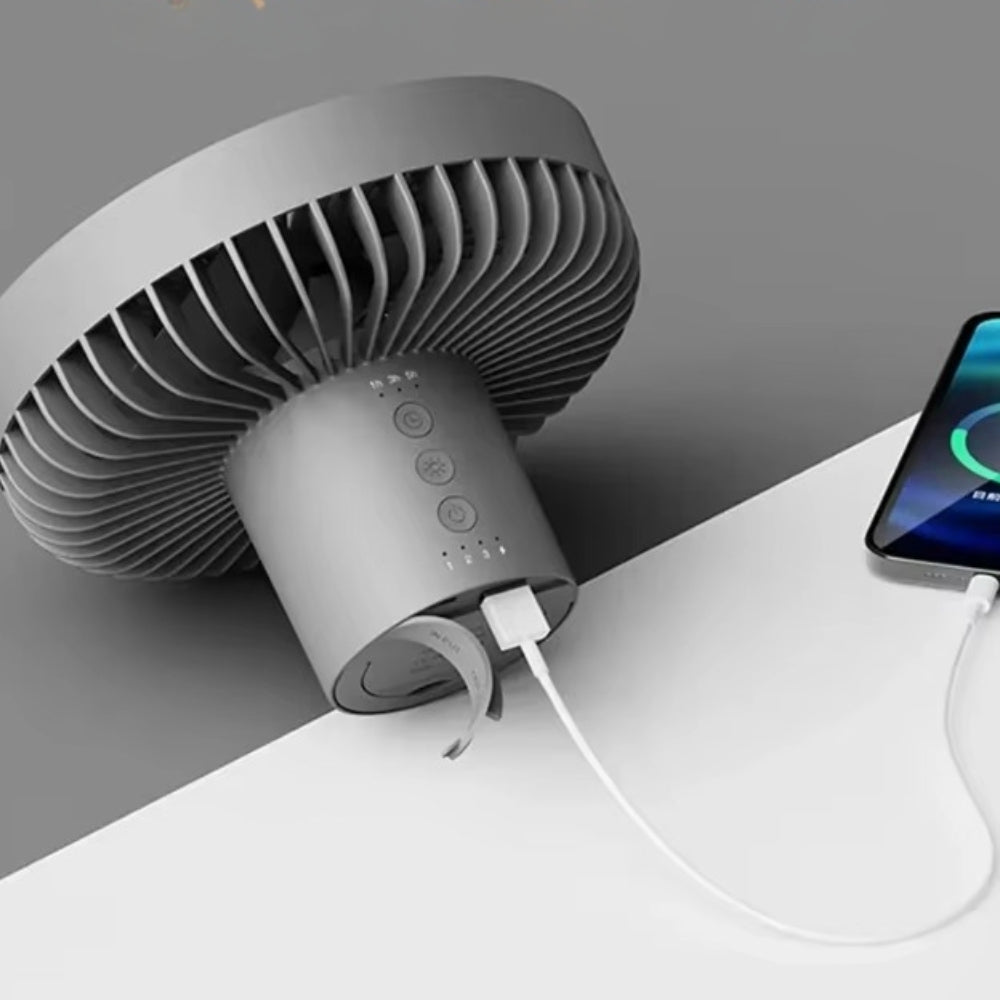 10000mAh Rechargeable Camping Fan with Power Bank & LED Light