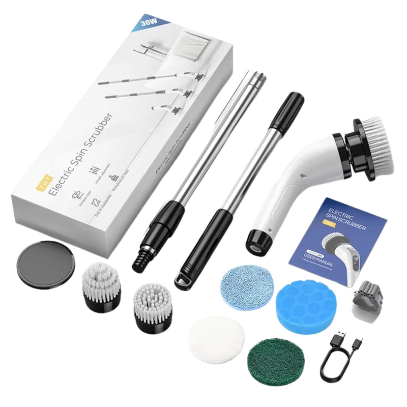 Cordless Electric Cleaning Brush with 7 Heads for Bathroom and Kitchen