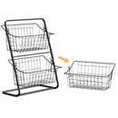 Wire Kitchen Countertop Storage Basket with Removable Rack for Fruits Vegetables Spices Snacks