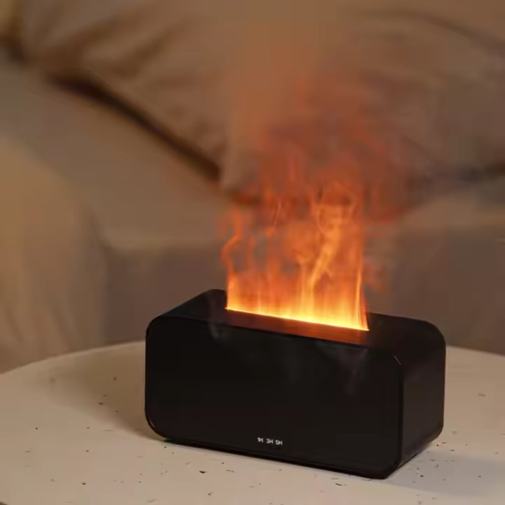Flame Aromatherapy Humidifier Mini Diffuser with LED Light and Timer