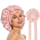 Satin Silk Bonnet Adjustable Sleeping Hair Bonne With Tie Band