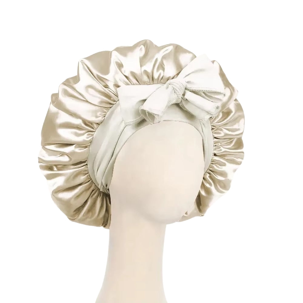 Satin Silk Bonnet Adjustable Sleeping Hair Bonne With Tie Band