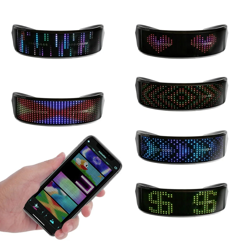 DIY Shining Electronic Futuristic Eyewear Glow The Dark Bluetooth LED Luminous Glasses
