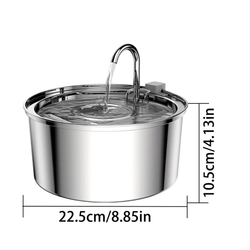 Stainless Steel Pet Water Feeder Cat Dog Automatic Filter Fountain