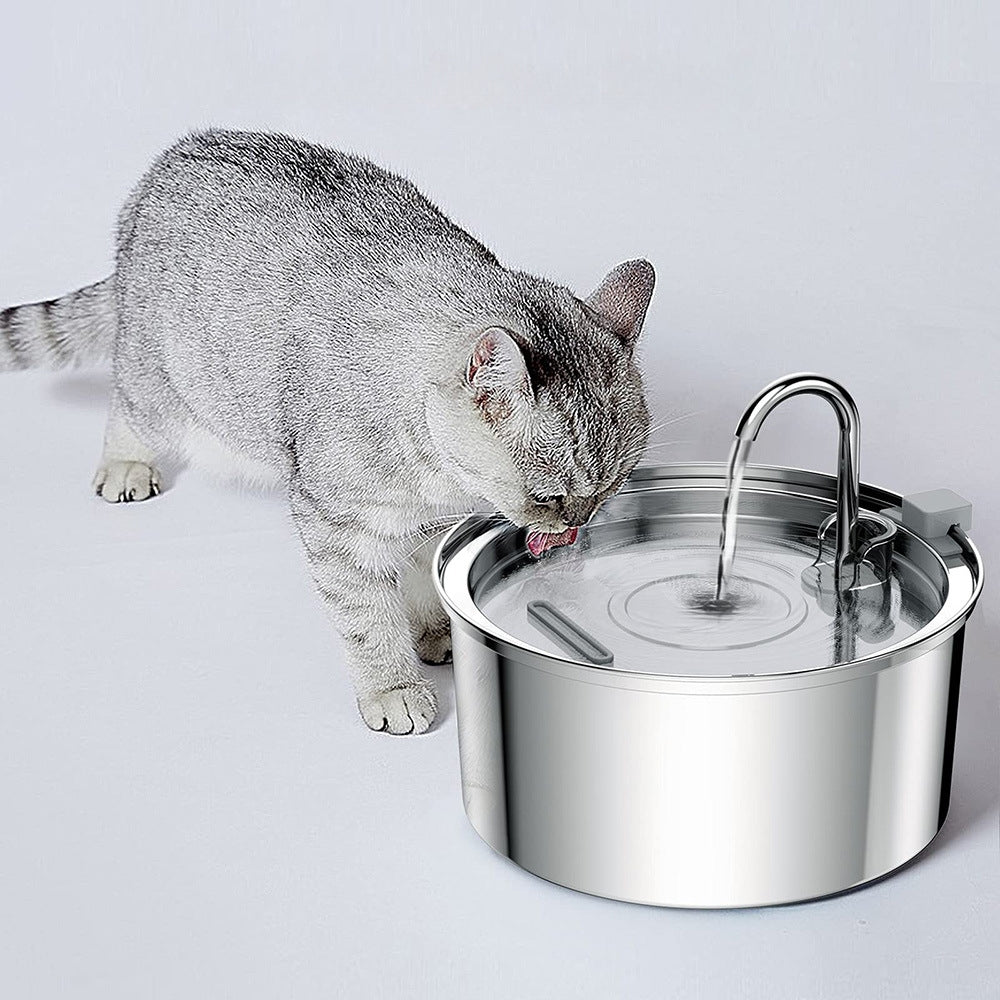 Stainless Steel Pet Water Feeder Cat Dog Automatic Filter Fountain