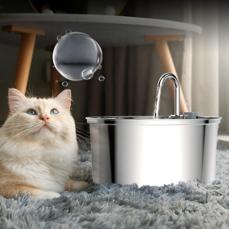 Stainless Steel Pet Water Feeder Cat Dog Automatic Filter Fountain