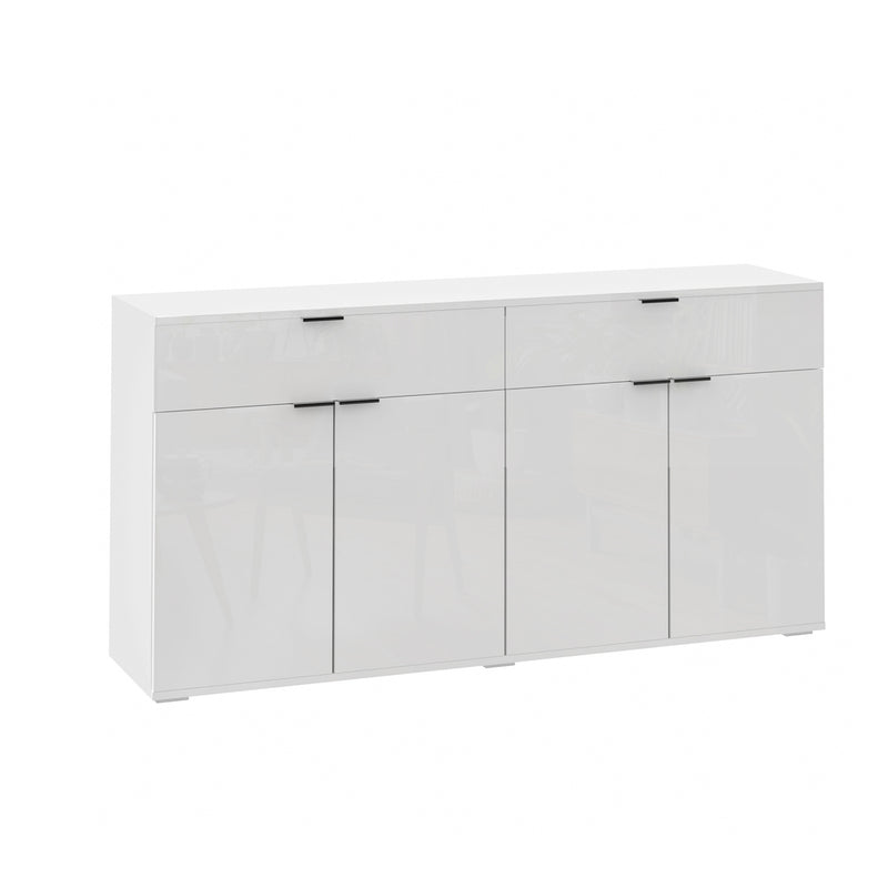 White High Gloss Sideboard with 4 Doors and 2 Drawers