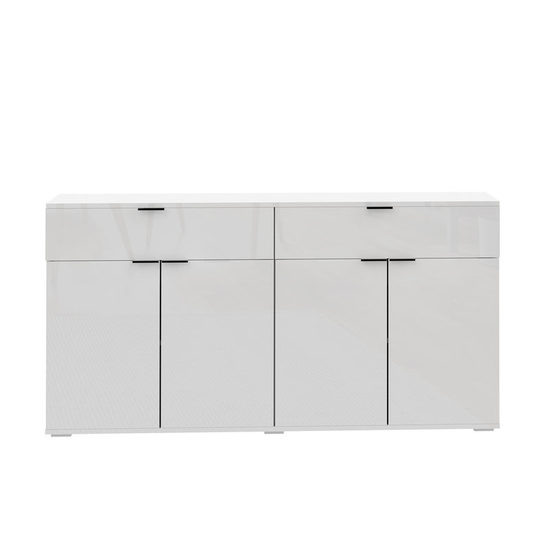White High Gloss Sideboard with 4 Doors and 2 Drawers