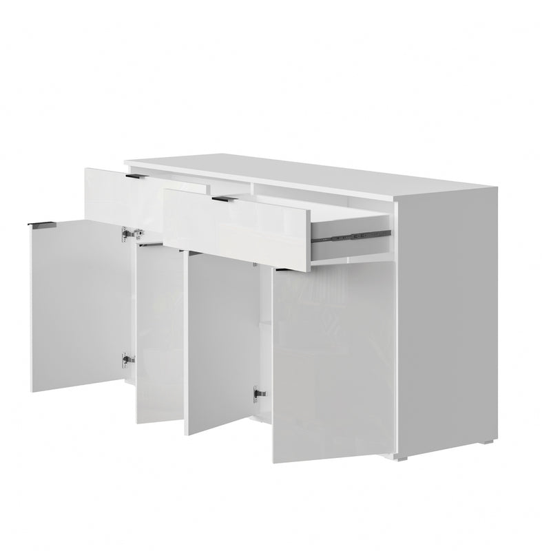 White High Gloss Sideboard with 4 Doors and 2 Drawers