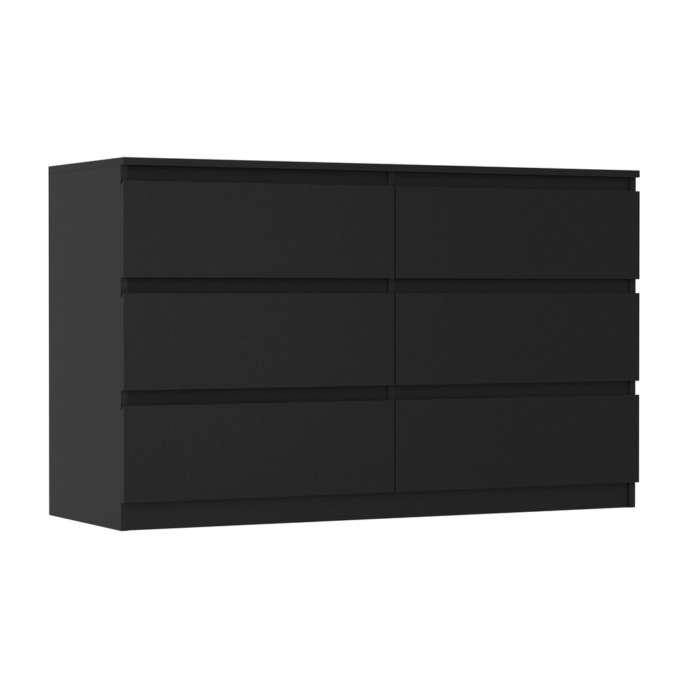 Black Lowboy Dresser Table with 6 Chest of Drawers