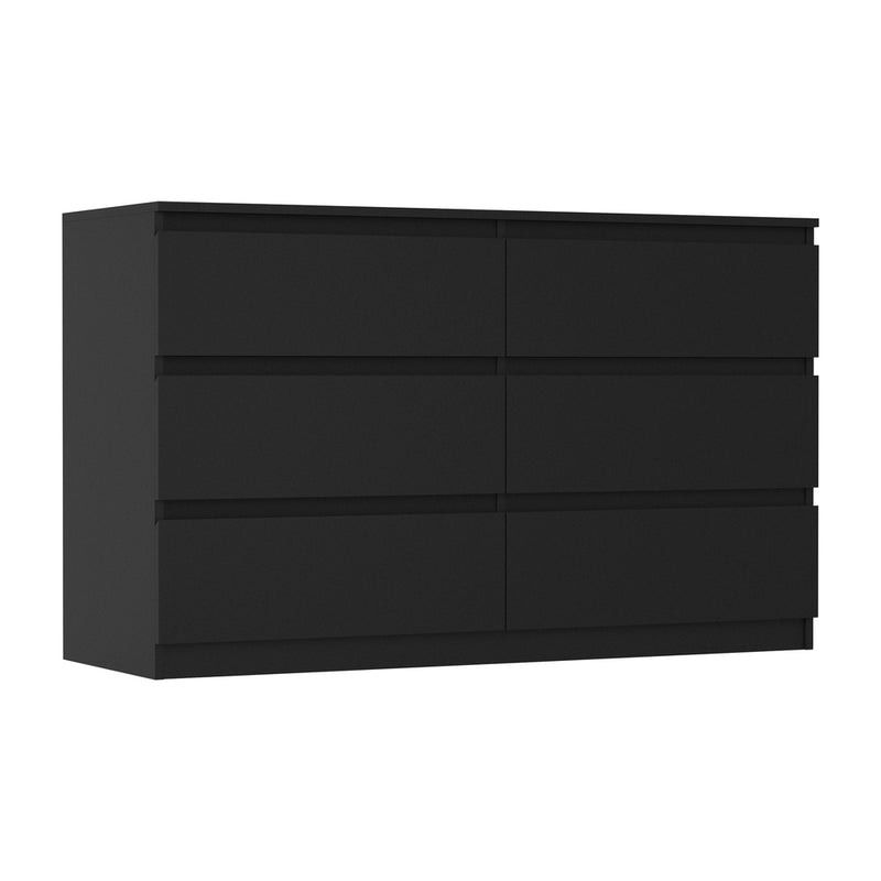Black Lowboy Dresser Table with 6 Chest of Drawers
