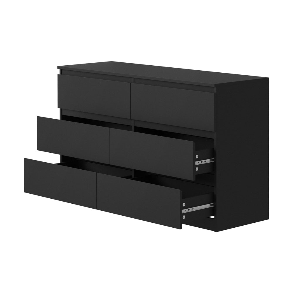 Black Lowboy Dresser Table with 6 Chest of Drawers
