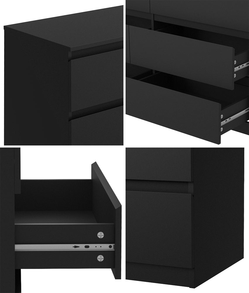 Black Lowboy Dresser Table with 6 Chest of Drawers