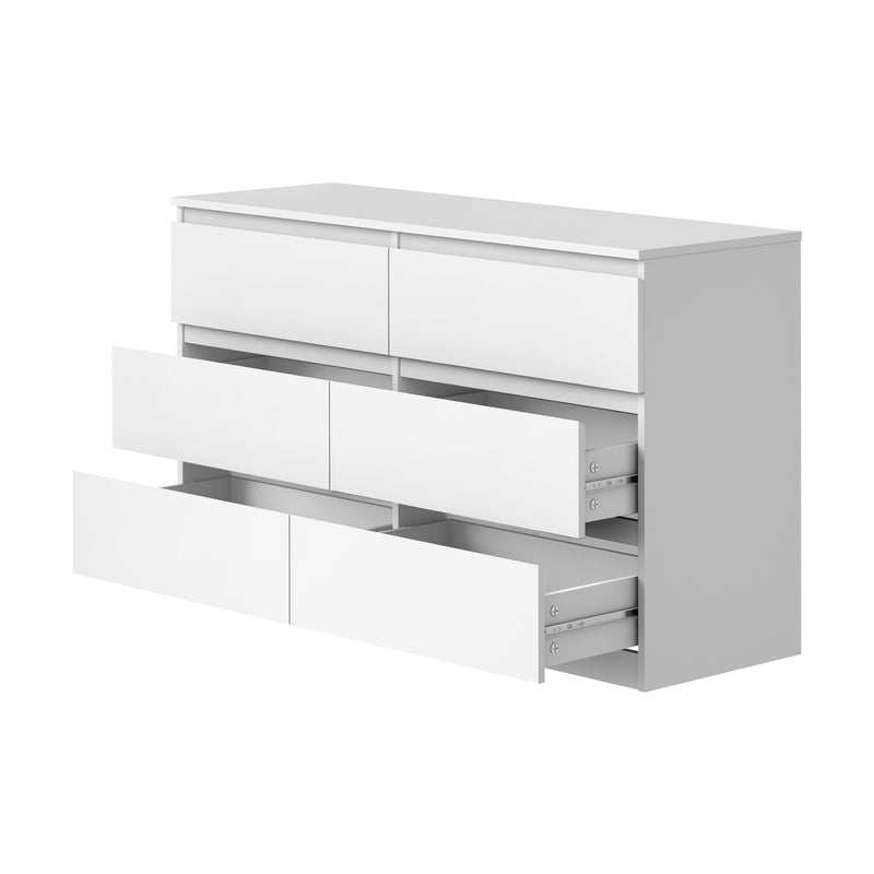 White Lowboy Dresser Table with 6 Chest of Drawers
