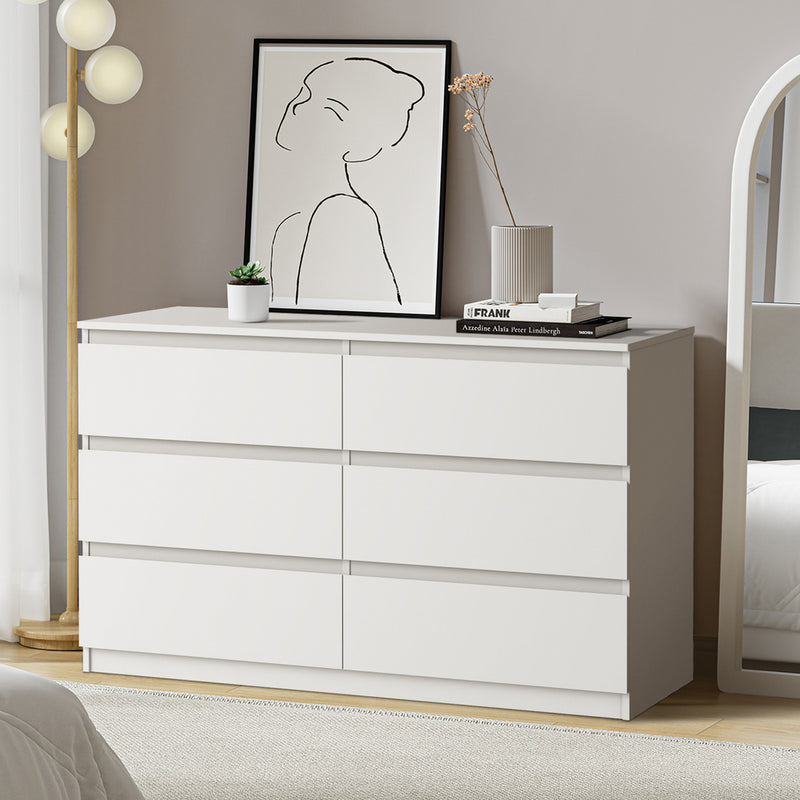 White Lowboy Dresser Table with 6 Chest of Drawers