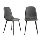 Set of 4 Grey PU Leather Dining Chairs
