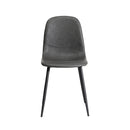 Set of 4 Grey PU Leather Dining Chairs
