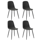 Set of 4 Grey PU Leather Dining Chairs