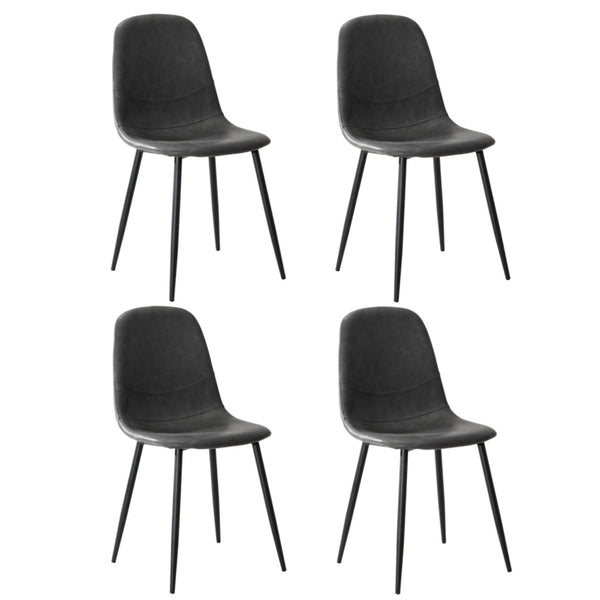 Set of 4 Grey PU Leather Dining Chairs