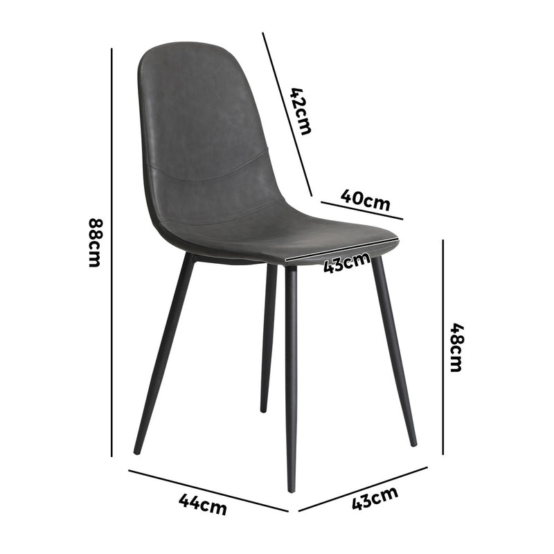 Set of 4 Grey PU Leather Dining Chairs